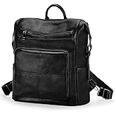 VASCHY Backpack Purse for Women,Vegan Fashion Leather Medium Convertible Ladies Backpack Shoulder Bag for Travel/Work/Diaper Black
