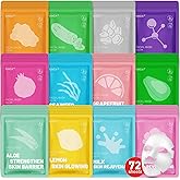 KONEUK 72 Pack Collagen Face Masks Skincare Set for Women, Hydrating & Moisturizing Face Mask for Skin Care, Bulk Sheet Face Masks for All Skin Types, Spa Party Gifts for Women