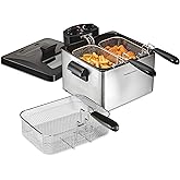 Hamilton Beach Triple Basket Electric Deep Fryer, 4.7 Quarts / 19 Cups Oil Capacity, Lid with View Window, Professional Style