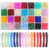 shynek 700 Pieces Glass Beads for Jewelry Making, 28 Colors 8mm Crystal Beads for Bracelets and DIY Crafts