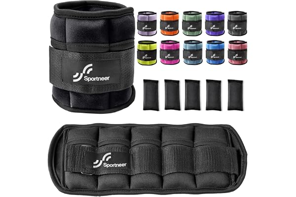 Sportneer Adjustable Ankle Weights 1 Pair 2 4 6 8 10 Lbs Leg Weight Straps for Women Men, Weighted Ankle Weights Set for Gym,