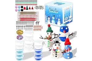MLOLM Lot de 15 kits de bricolage de Noël en vrac – Construisez votre propre bonhomme de neige avec de l'argile à modeler sèc