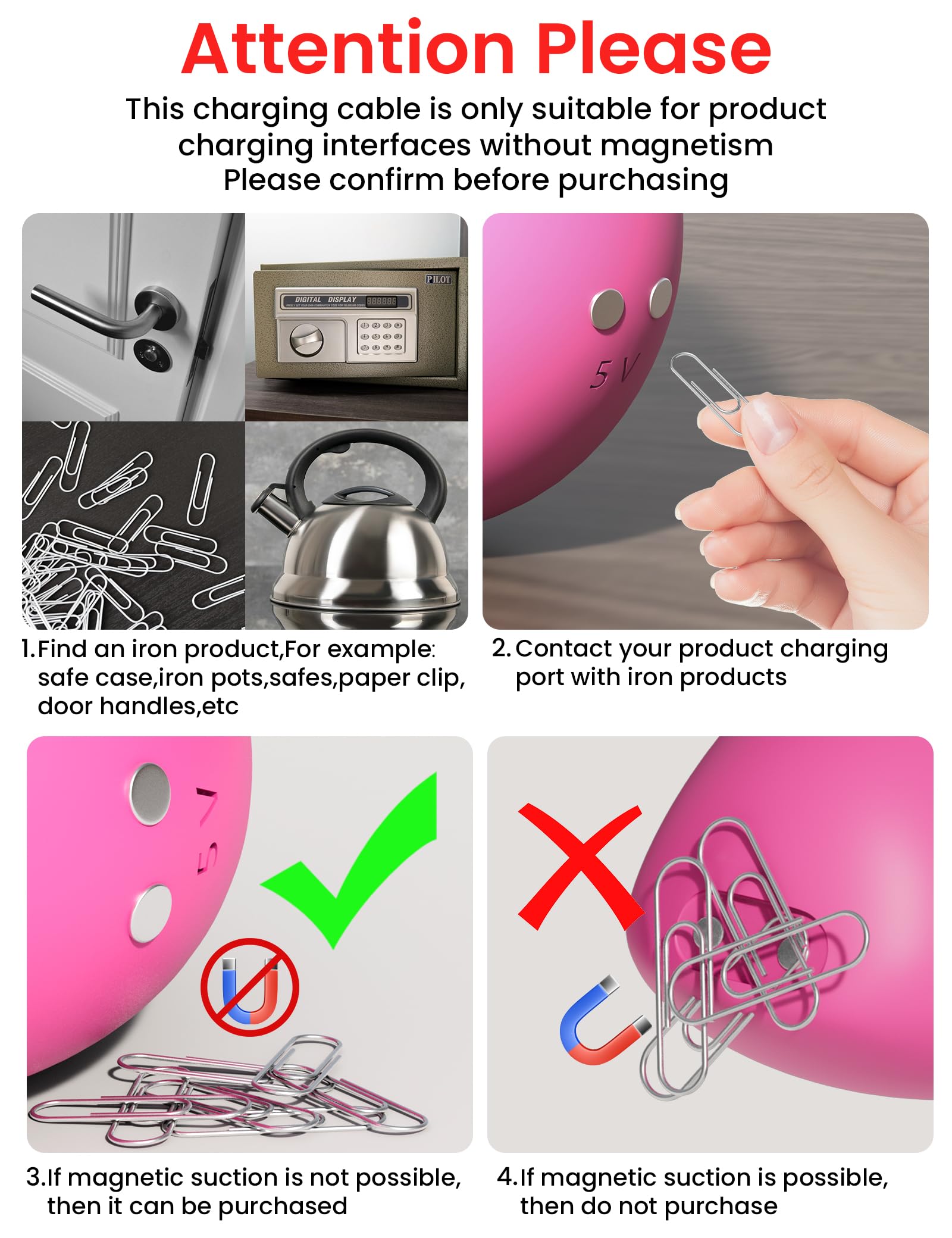 Bicmice Magnetic USB DC Charger Cable Replacement Charging Cord-(10MM/0.39Inch)