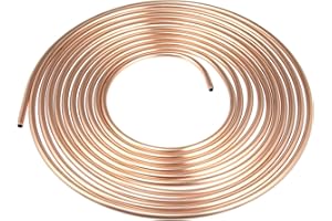 X AUTOHAUX 5/16" Car Brake Line Tubing 25ft Tubing Coil for Hydraulic Braking Systems and Transmission System Copper Tone