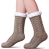 SDBING Women's Winter Super Soft Warm Cozy Fleece Lined Fuzzy Slipper Socks with Grippers