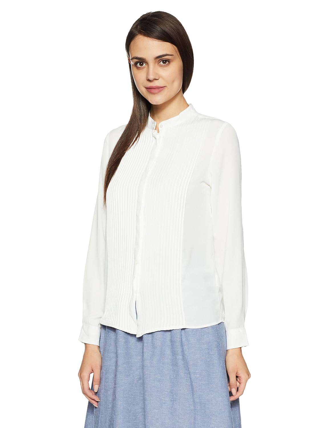 van heusen women's plain regular fit synthetic shirt