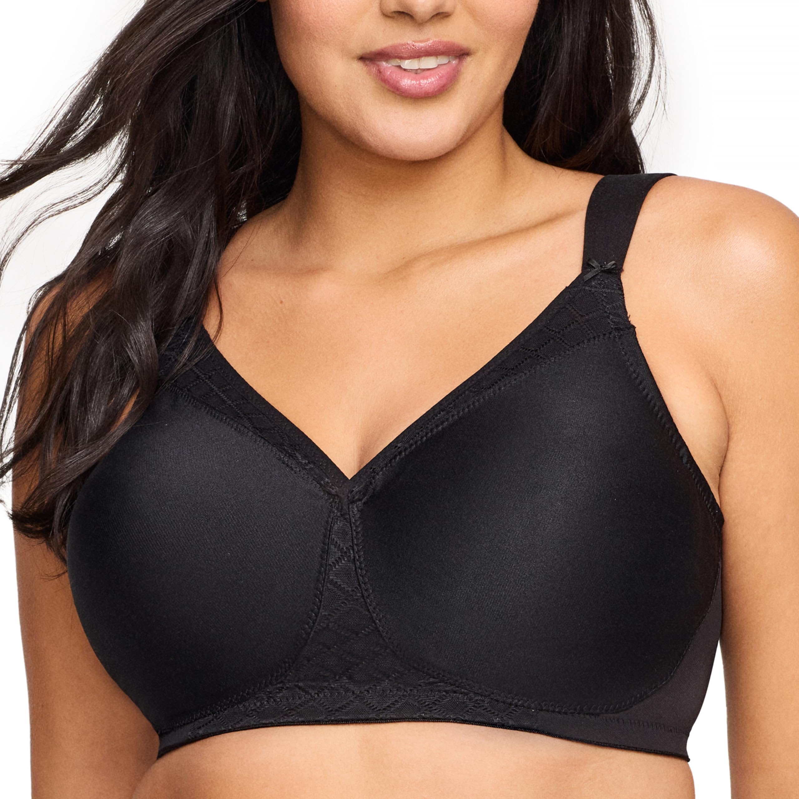 Photo 1 of Glamorise Full Figure Plus Size MagicLift Seamless T-Shirt Bra Wirefree #1080 Black