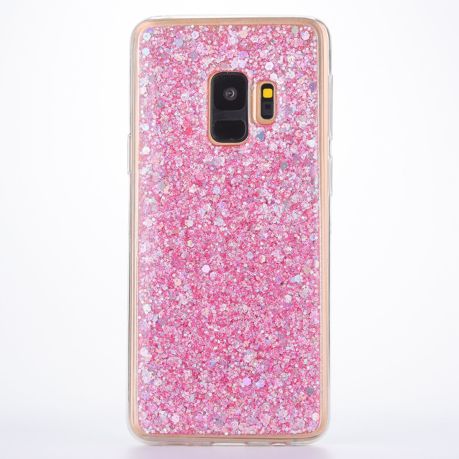 Galaxy S9 Plus Case [with HD Screen Protector],Mo-Beauty Bling Shiny Sparkle Glitter Soft TPU Case Cover for Samsung Galaxy S9 Plus (Pink)