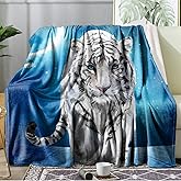Ultra Soft Fleece Blanket- Lightweight & Warm Throw Blanket for Couch, Cozy Plush Sherpa Blanket for Adults Kids, Durable & Easy Care (White Tiger, 50x60 in)