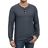 Susclude Mens Long Sleeve Henley Shirts Waffle Comfy Basic Stylish Button Down Pullover V Neck Casual Tops Fall Winter