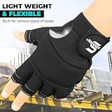 SAWANS Fingerless Working Gloves Men Performance Heavy Duty Black Large view 5