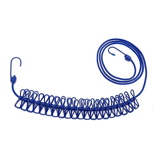 Lantelme Flexible Wäscheleine 20 beschichtete Klammern Leine dehnbar 180-360 cm Haushalt Reise Urlaub Outdoor Camping 6100