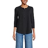 Lands' End Women's 3/4 Sleeve Lightweight Jersey Embellished Top