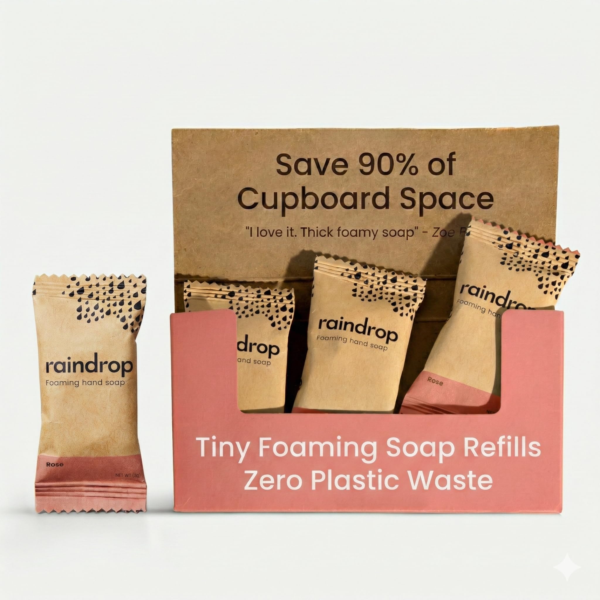 Raindrop Sustainable 4x Eco-friendly Hand Wash Refill Tablets, 1 Tablet = 1 Bottle of Soap 300 ml, Lychee & Rose