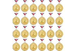Caydo 24 Pieces Gold Medals Winner Award Gold Prizes with Neck Ribbon for Adults and Kids for Competitions, Sports, Party, 2 Inch