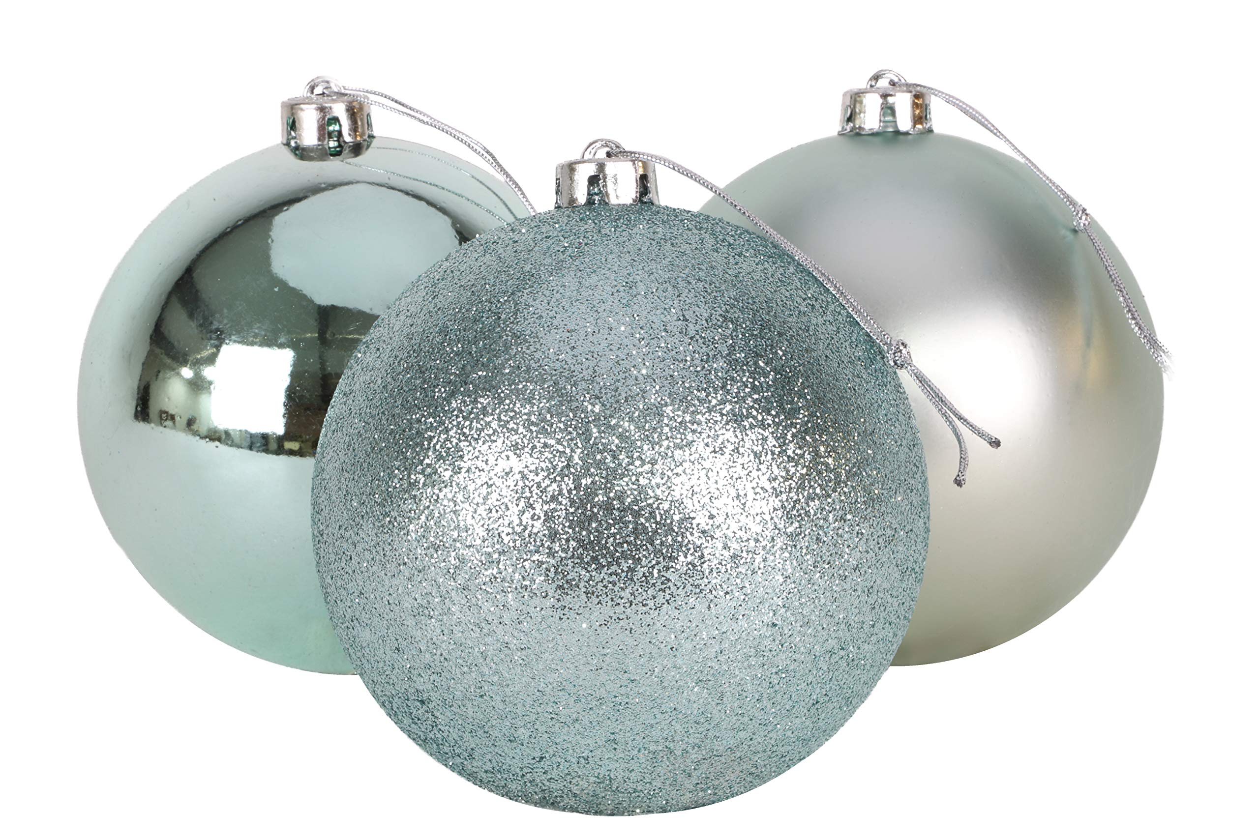 Christmas Concepts® 3-150mm (6") Extra Large Baubles - Shiny, Matte & Glitter Design - Christmas Decorations (Ice Blue)