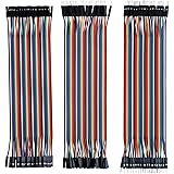 ELEGOO 120pcs Multicolored Dupont Wire 40pin Male to Female, 40pin Male to Male, 40pin Female to Female Breadboard Jumper Rib