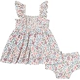 Modern Moments by Gerber Baby-Girls 2-Piece Ruffle Sleeve Dress W/Smocking & Diaper Cover Set