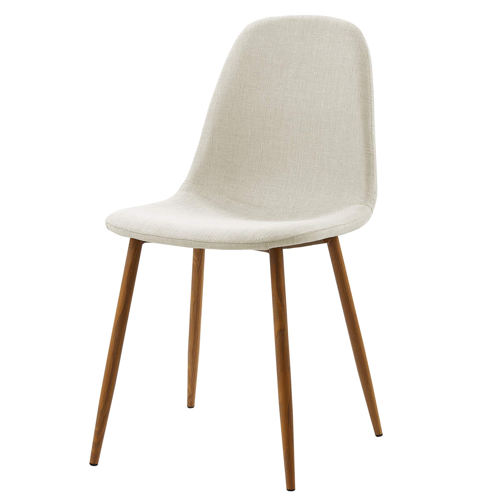 VERSANORA Teamson Home Minimalista Modern Set of 2 Kitchen Dining Chairs (Chairs Only), Contemporary Home Seating in White Fabric and Wood Grain Legs