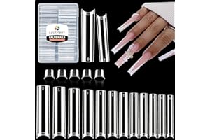 Luckyfairy 3XL Square Nail Tips, 240pcs Straight Tapered Soft Gel Fake Nails, Acrylic Matte Half Cover Clear Gelly Press on Flase Nail Tips for Extension Nail Manicure Home DIY 12 Sizes Gelly Tips