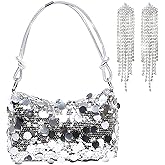 LaVenty Bling Black Sequin Purse Evening Bags for Women Ladies Sparkling Party Prom Cute Hobo Clutch Handbag Bag