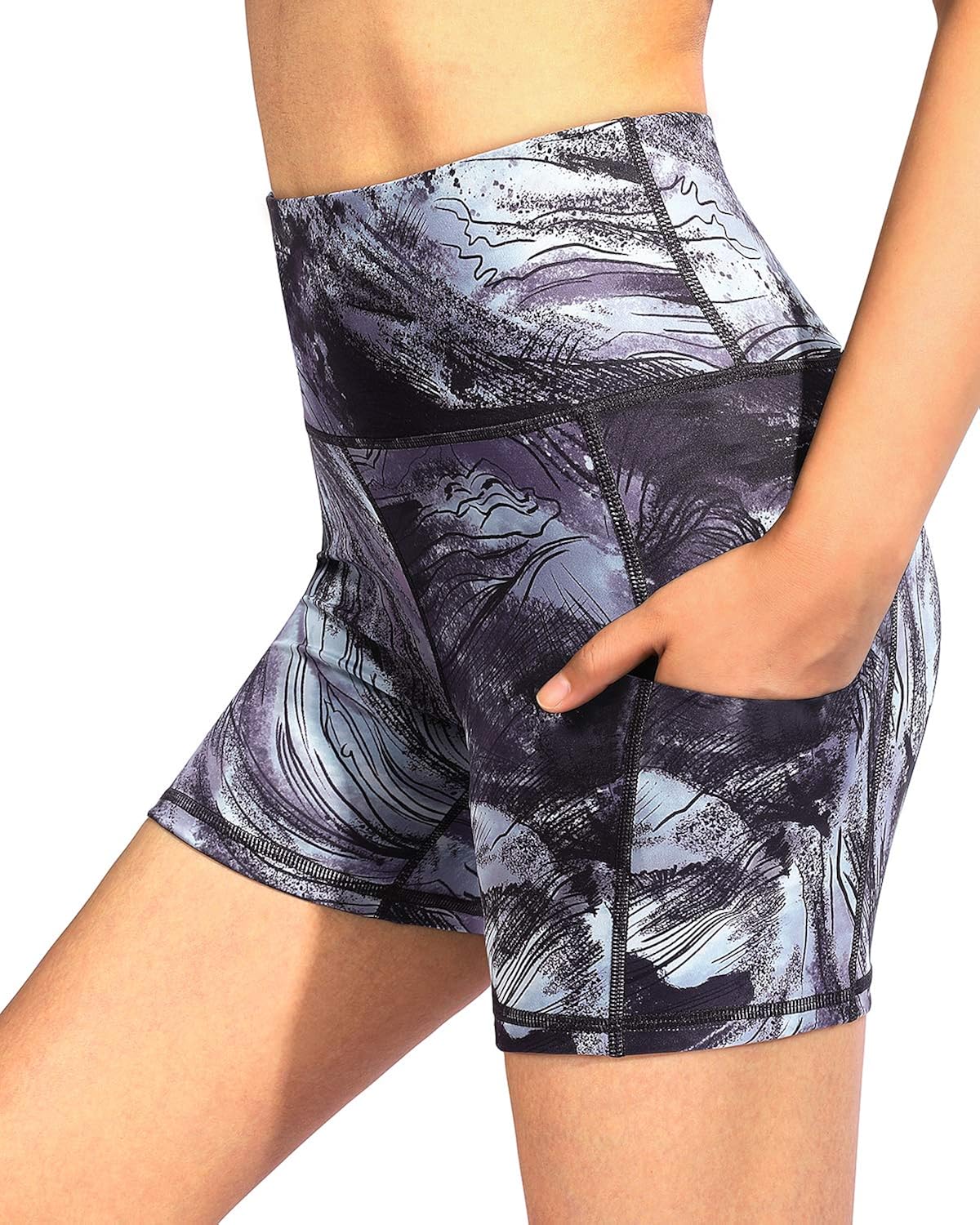 G4Free High Waist Yoga Shorts with Pockets Workout Bike Shorts for Women Non See-Through Running Exercise Short Leggings: Clothing