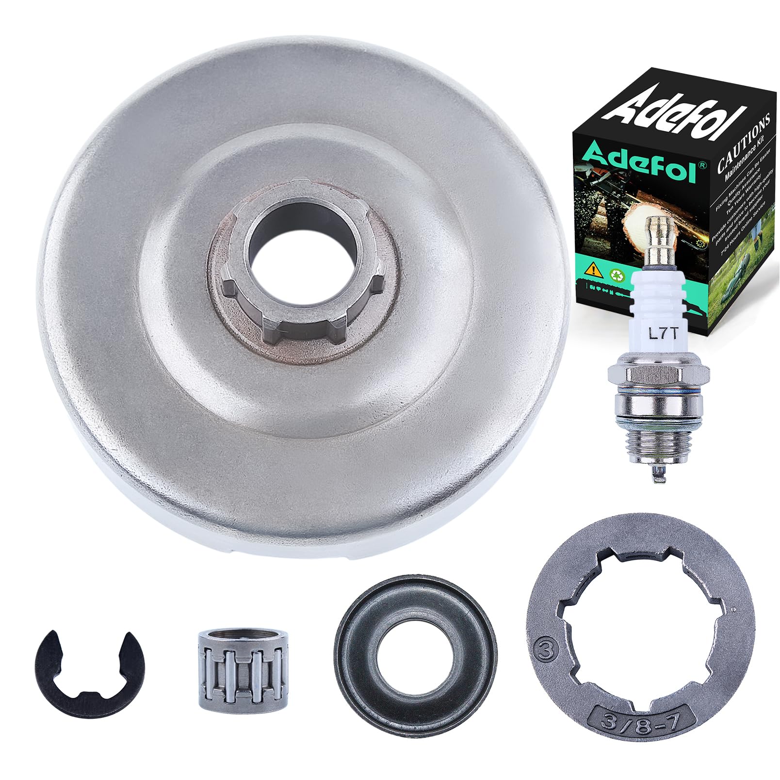 Adefol Clutch Drum Sprocket Washer Needle Bearing kit for Husqvarna 362 365 371 372 Jonsered 2172 2171 2165 2163 2071 2065 2063 Chainsaw