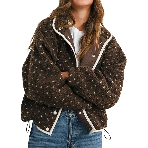 Omoone Women's Cropped Quilted Jacket Floral Printed LightWeight