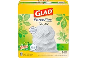 Glad ForceFlex Tall Kitchen Trash Bags, 13 Gallon, Gain Original, 140 Count (Package May Vary)