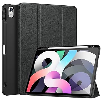 Supveco New Ipad Air 4 Case Ipad 10 9 Case 2020 With Pencil Holder Slim Shockproof Trifold Smart Shell Cover With Soft Tpu Back For Ipad Air 4th Generation Auto Wake Sleep Black