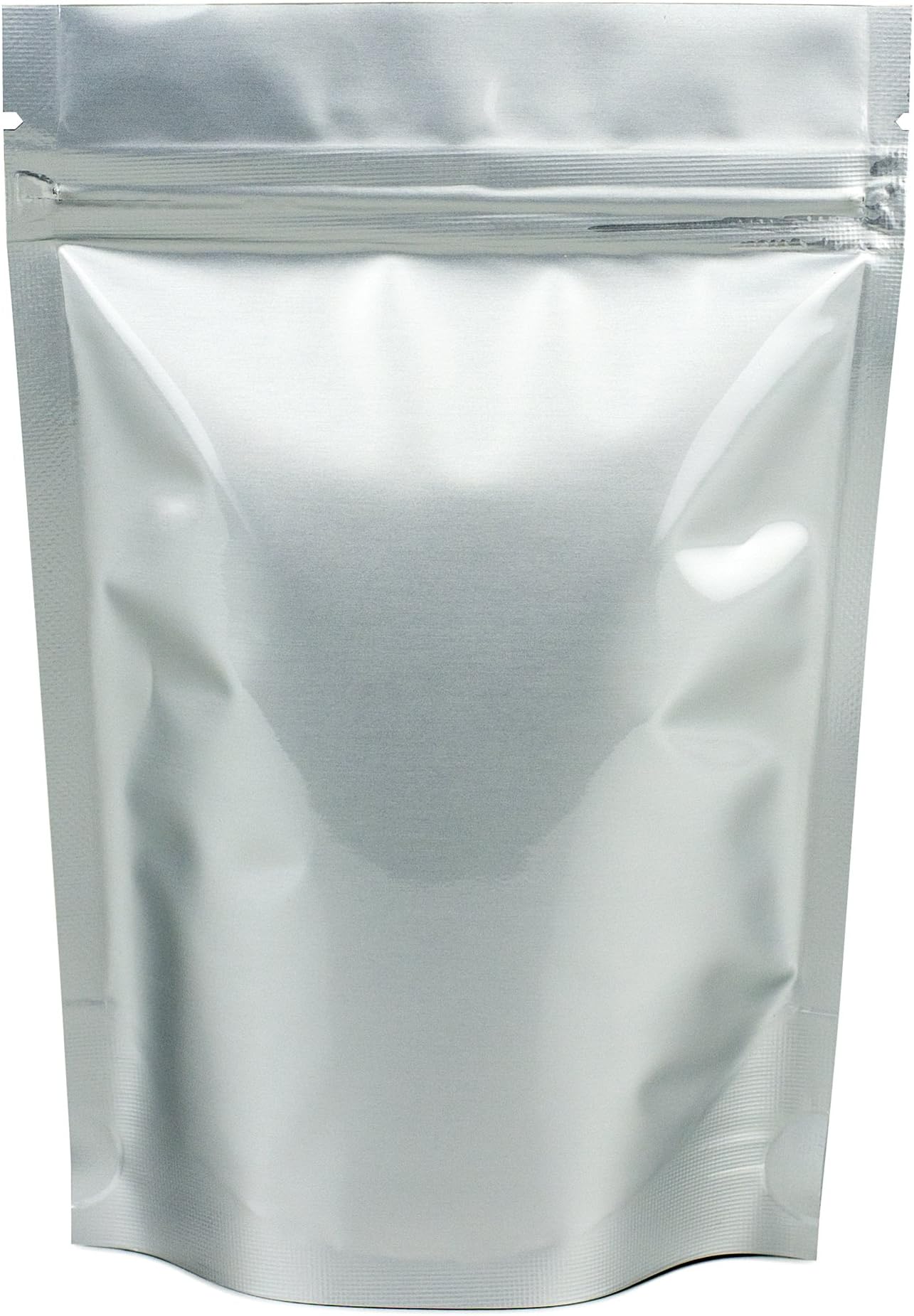 Clearwave Health Silver Stand Up Pouch - Aluminium - Matt Finish - Mylar - Ziplock Grip Seal x 50-12cm x 20cm