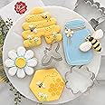 Bee Cookie Cutters 5-Pc. Set Made in the USA by Ann Clark, Bee, Beehive, Small Flower, Honeycomb, Honey Jar