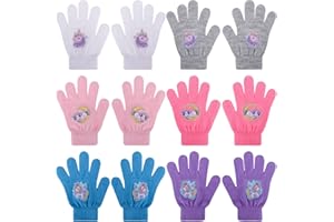 6 Pairs Kids Mittens, QKURT Children Unicorn Mittens Winter Thermal Mitten Toddler Magic Gloves Full Finger Stretchy Gloves B