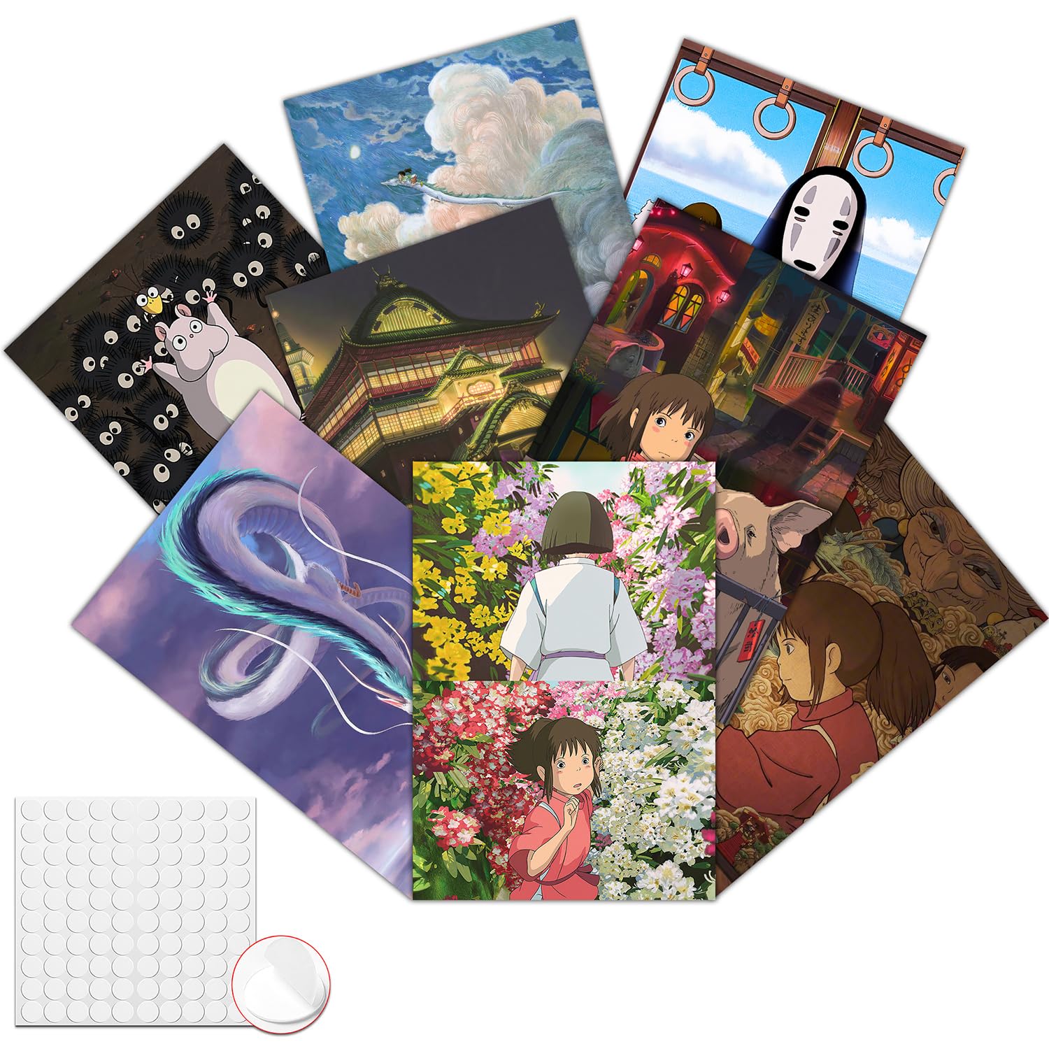 GTOTd Spirited Anime Away Wall Poster 8-Pack 11.5" x 16.5",Cartoon Movie Merch Party Unframed Version HD Printing Poster for Living Room Bedroom Club Wall Art Decor