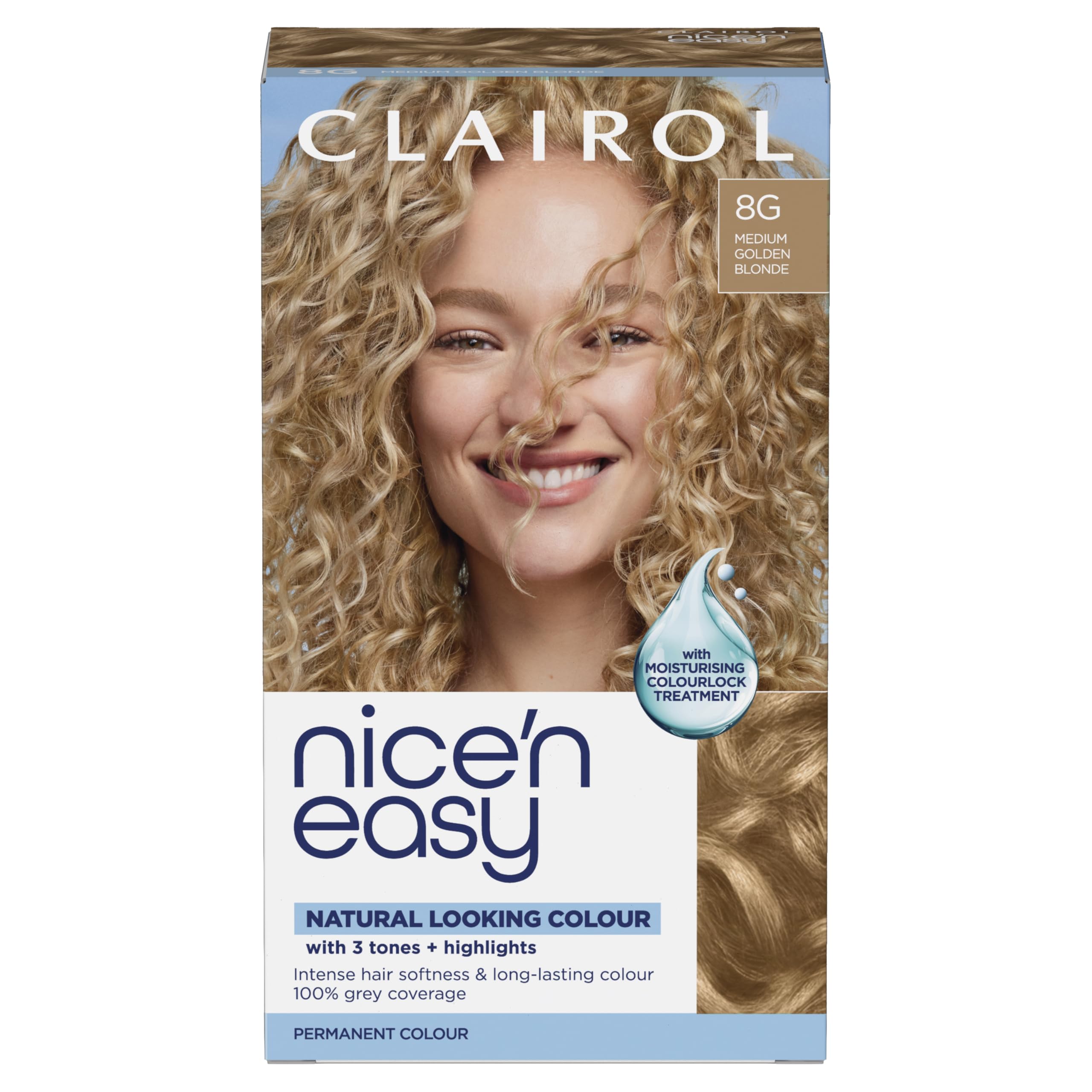 Clairol Nice'n Easy Crème, Natural Looking Oil Infused Permanent Hair Dye, 8G Medium Honey Blonde