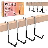 HUHOLE 4 Pack Rafter Hooks for Garage Storage – Heavy Duty Vinyl Coated Large S Hooks (50lb Capacity) – No-Drill Utility Hangers for Hanging Bikes, Ladders, Plants & Hoses on Wood Joists & Beams