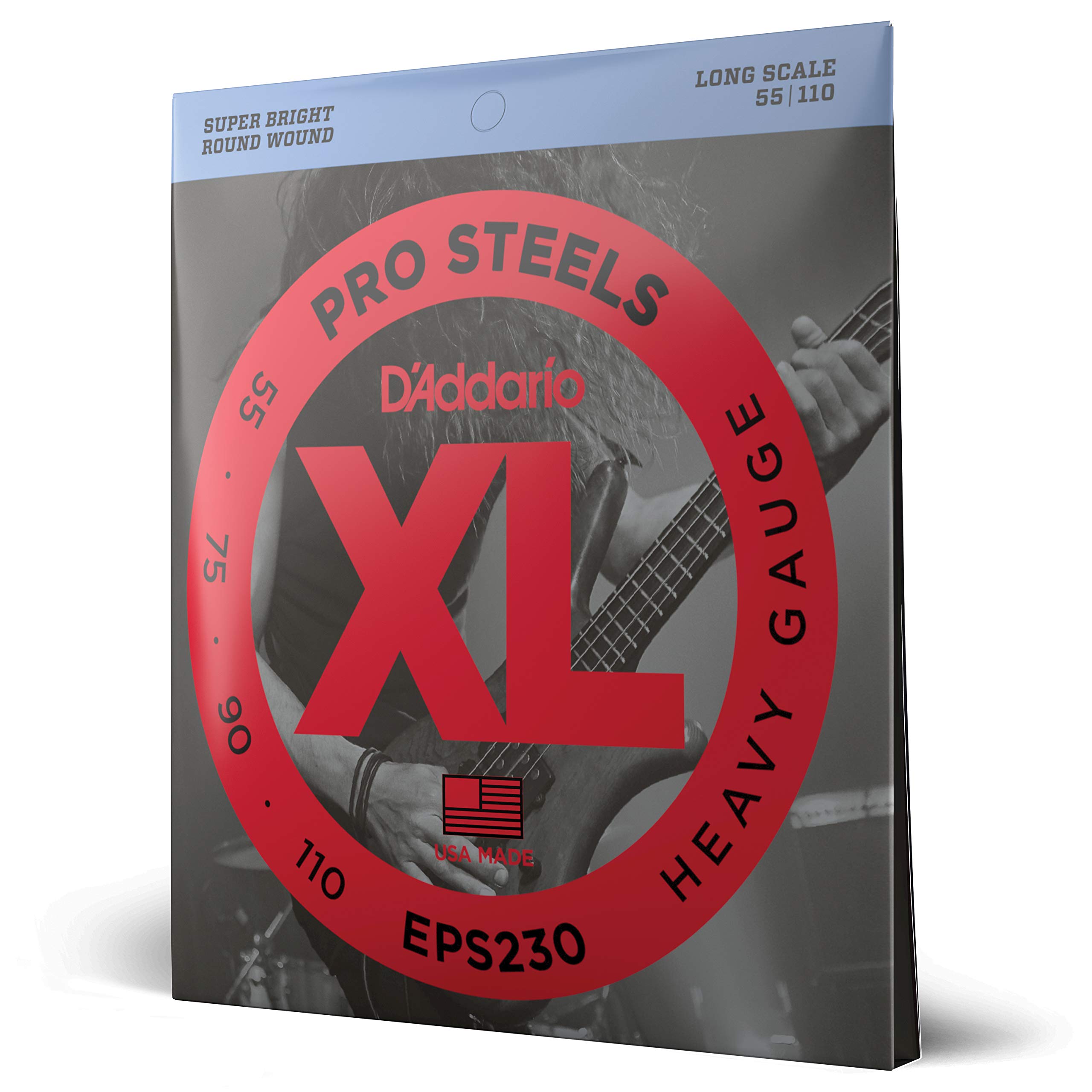 D'Addario XL ProSteels Bass Guitar Strings - EPS230 - Long Scale - Heavy, 40-95