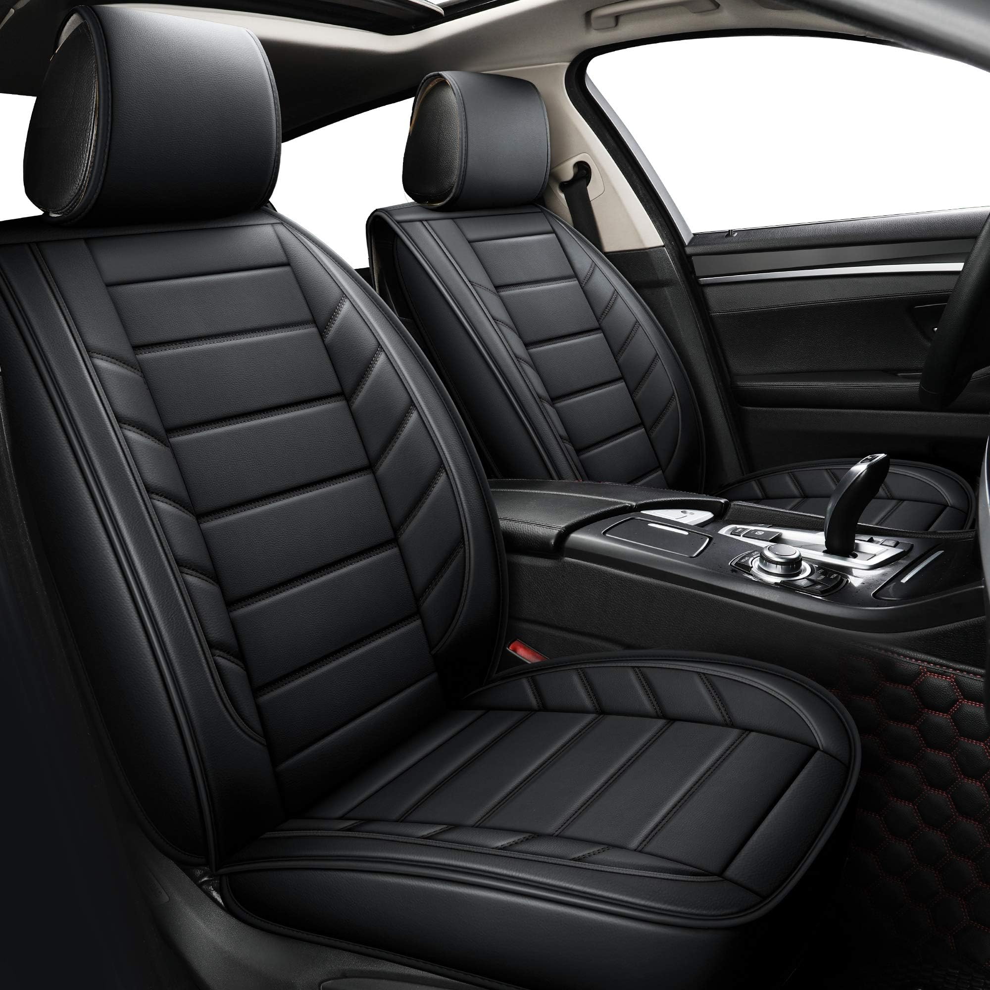 LUCKYMAN CLUB Car Seat Covers fit Sedan SUV fit for Altima Murano Frontier Maxima Xterra Chevy Cruze Impala Malibu Equinox HHR Venue Seltos CX-30 cx30 cx5 cx7 (Full Set, Black)