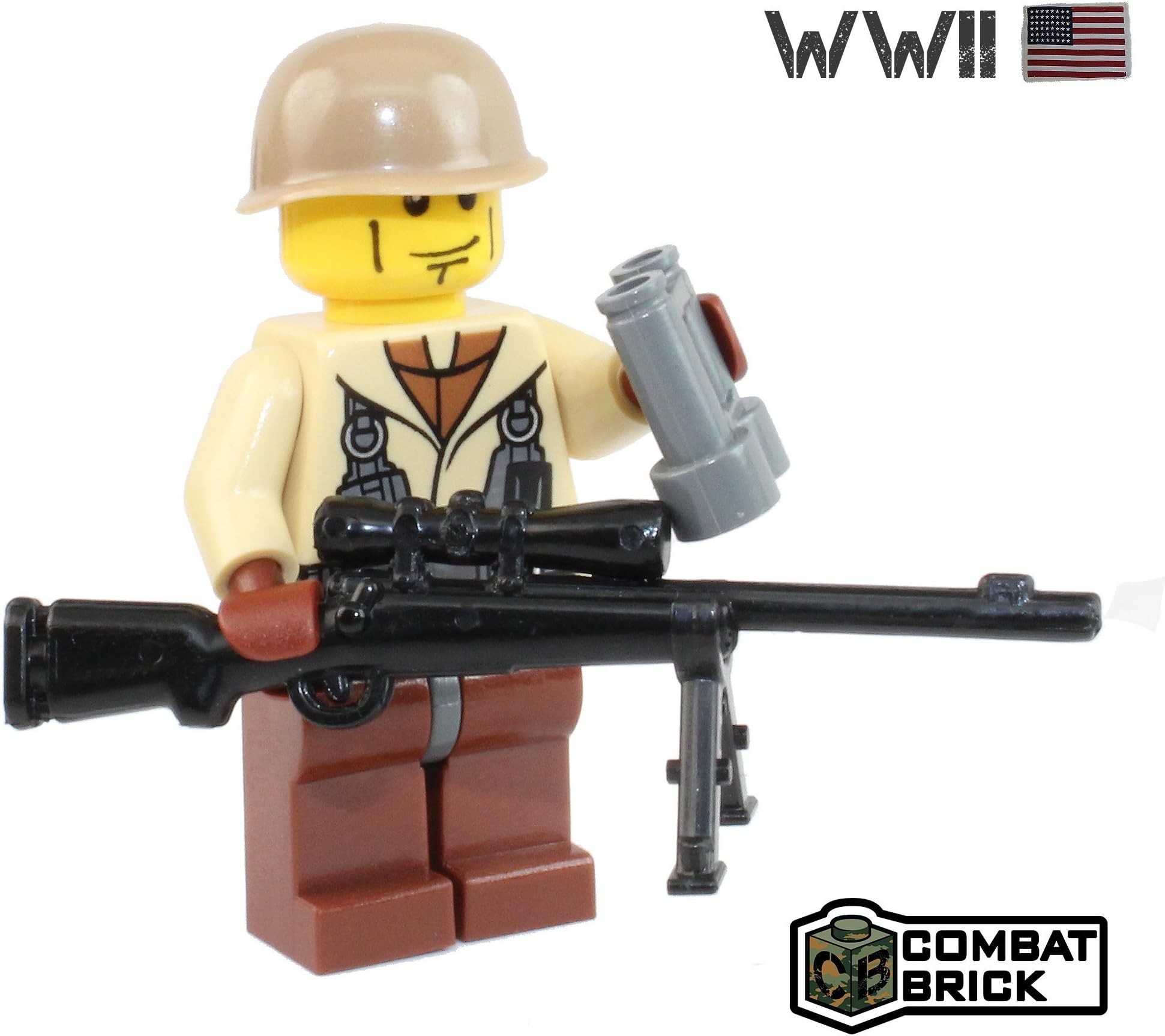 CombatBrick WW2 US Marine Sniper - Custom Army Brick Builder Minifigure