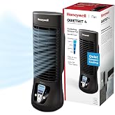 Honeywell QuietSet Personal Table Fan, Oscillating Personal Desk Fan For Bedroom with Quiet Operation, 4 Levels of Power and Sound, Black, HTF210B