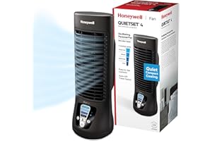 Honeywell QuietSet Personal Table Fan, Oscillating Personal Desk Fan with Quiet Operation, 4 Levels of Power and Sound, Black, HTF210B