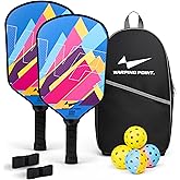 Pickleball Paddles Set of 2, Fiberglass Pickleball Set, Durable & Lightweight USAPA Approved Pickle Ball Rackets 2 Pack Pickleball Gifts for Women with Bag & Outdoor Balls for Men Beginner Kids Adults