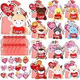 Blueweenly 12 Set Valentine's Day Classroom Gifts for Kids, Valentine Mini Stuffed Animals Plush Toy with Heart Cards and Bags for Students Exchange Gift Valentine Party Favors Goodie Bag Stuffers