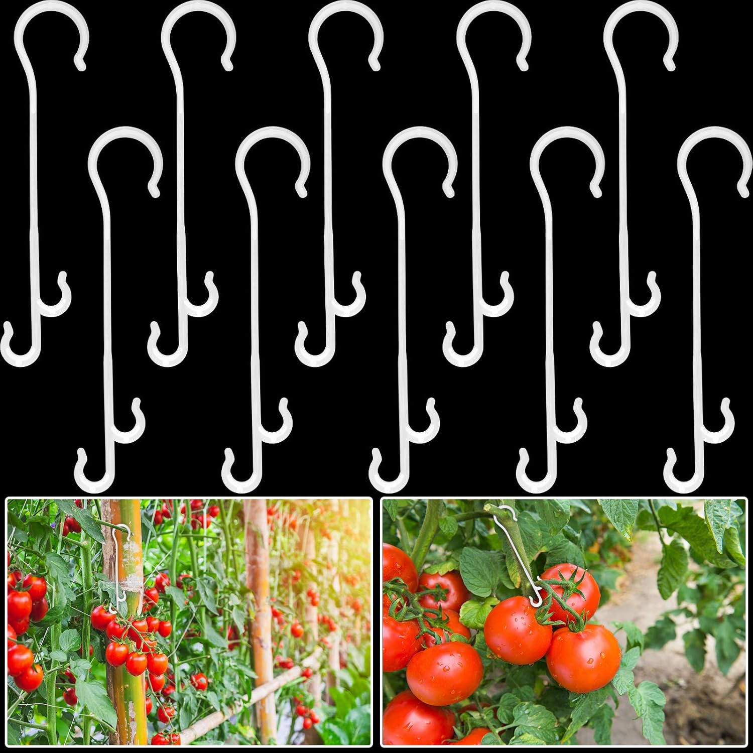 200 Pieces Tomato Hook Clips Tomato Support Clips Tomato Vegetable Support Ear Hook Plant Support Clips Garden Support Clips for Supporting or Straightening Plant Stems, Stalks