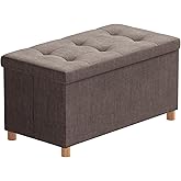 BRIAN & DANY 30 Inches Folding Storage Ottoman Bench, Ottoman with Storage Bench for Bedroom, Living Room, Entryway, Foot Rest with Legs, Brown