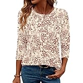 LOMON 3/4 Length Sleeve Womens Tops Dressy Casual Crewneck Pullover Tunics Summer Cute Blouses Fashion 2025 Tees Shirts