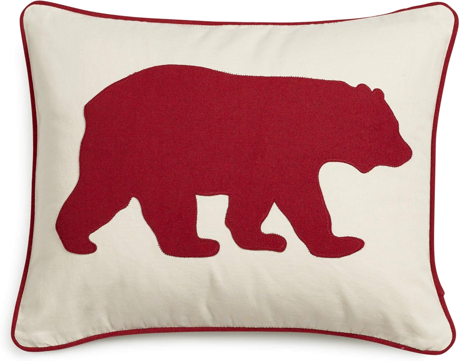 Eddie Bauer | Home Collection | 100% Cotton Twill Signature Bear Design Decorative Pillow, Zipper Closure, Easy Care Machine Washable, 16" x 20", Red