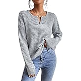 Sweaters for Women Trendy Pullover V Neck Lightweight Drop Shoulder Long Sleeve Sweater Dressy Casual