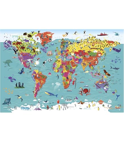 Young N Refined USA & World Map Poster 2-Pack For Kids - Laminated, Extra Large 24x30 - View #3