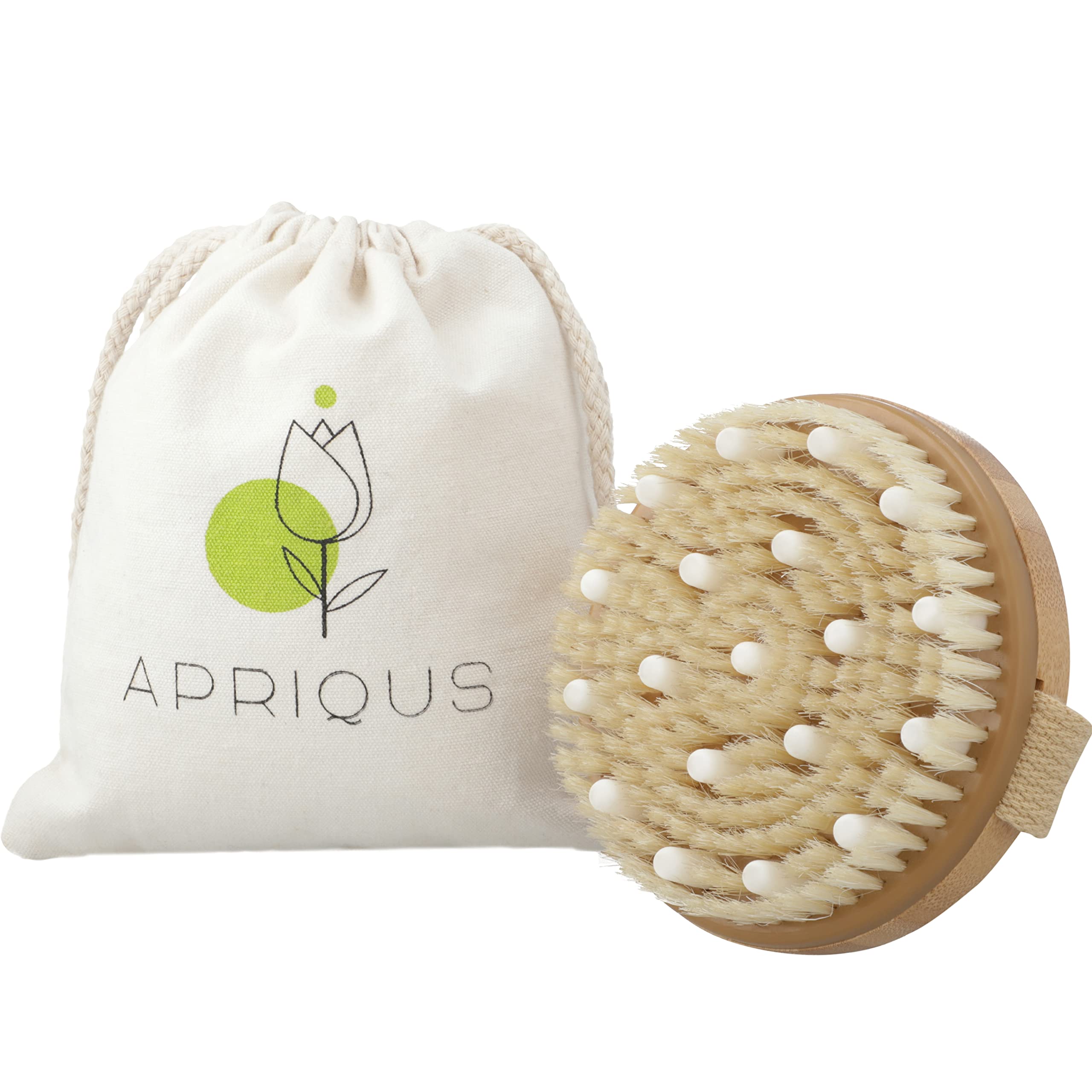 Apricus Wet & Dry Brush | Natural Bristle Exfoliator for Lymphatic Drainage, Dead Skin Removal, Cellulite Reduction & Improved Blood Circulation